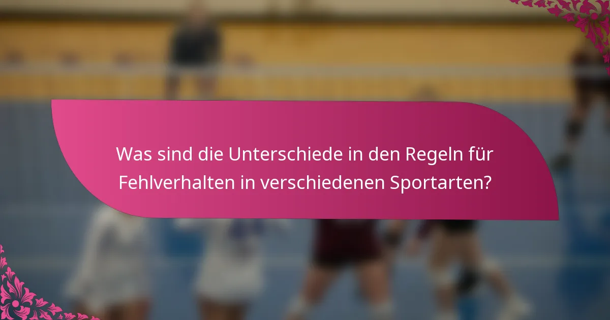 Was sind die Unterschiede in den Regeln für Fehlverhalten in verschiedenen Sportarten?